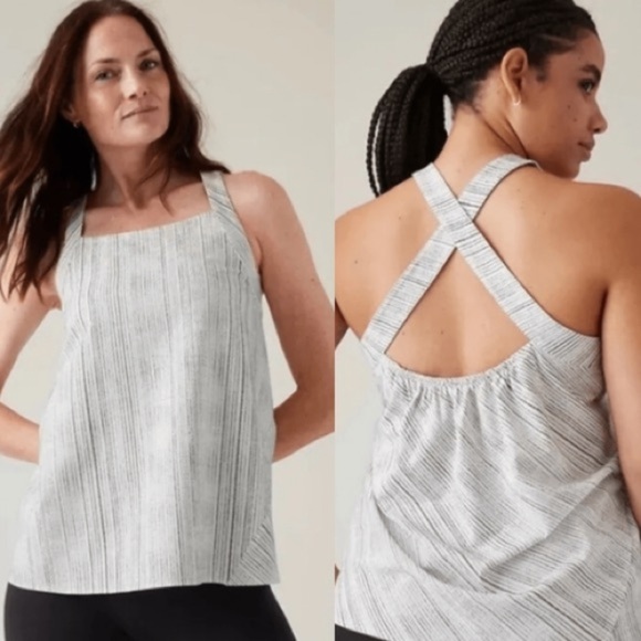 ATHLETA ARRIVAL TANK AMARA STRIPE TOP BLACK WHITE #587950 Size XS - Picture 1 of 11